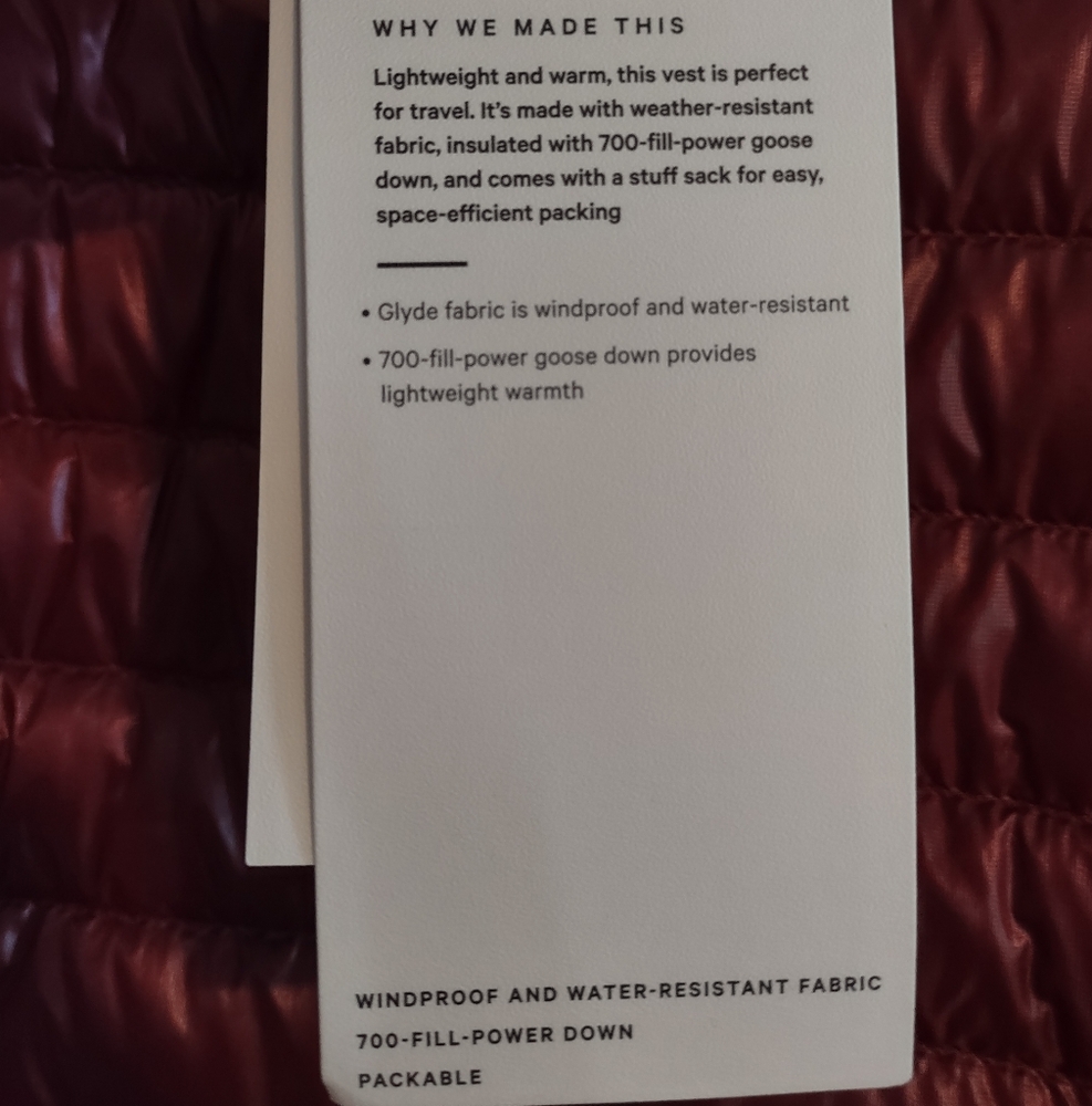 Lululemon Pack It Down Vest Shine Chianti NWT - Picture 6 of 14